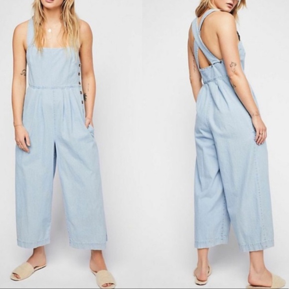 Free People Fara Denim Jumpsuit